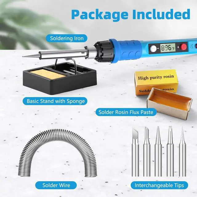 Alt view image 5 of 6 - KEHIPI Soldering Iron Kit, 80W 110V LCD Digital Solder Iron Pen with Ceramic Heater, Portable Welding Tools with 5pcs Tips, Stand, Solders Wire, Sponge, Paste, for Metal,Electric Repairs, DIY