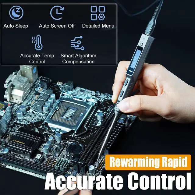Alt view image 4 of 7 - Original TS101 Soldering Iron Station Kit Upgraded from TS100 DC 65W PD 45W Power Programmable Smart Mini Electric Portable Soldering Pen with B2 Solder Tip USB Type C Cable