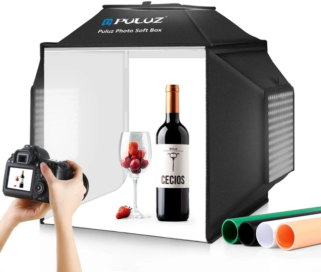 Main image of Upgrade Light Box & Soft Box, 16"x16" Professional Shooting Tent with 480 LED Lights Photo Studio Light Box Photography with 4 Color PVC Backdrops for Jewelry and Product Photography