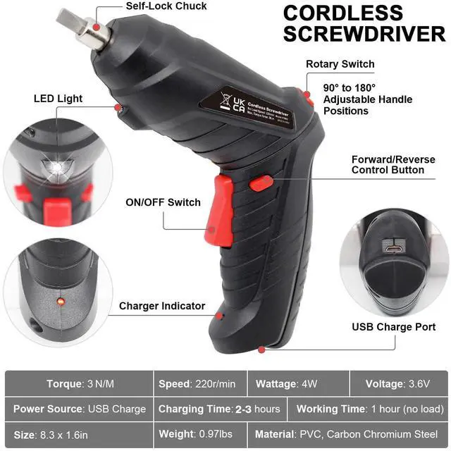 Alt view image 6 of 7 - Cordless Electric Screwdriver, Charging 2-3hours, 47 pcs Accessories Small Drills for Moving, Disassembling and Reassembling Cabinets and Beds not Suitable for Construction Sites and Concrete Drilling
