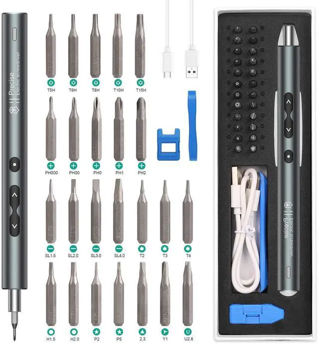 Main image of Electric Screwdriver, 28 in 1 Mini Precision Screwdriver Set, Rechargeable Repair Tools Kit, with Type-C Charging for Smartphones,Toys, PC
