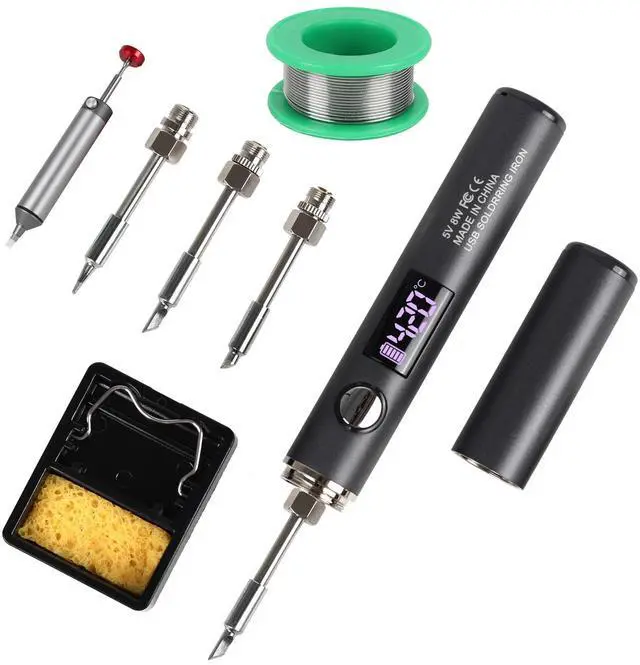 Main image of _Mega Brand Cordless Soldering Iron Kit, Rechargeable USB-C Soldering Pen with OLED Screen, Portable Battery Powered Solder Iron for Electronics Repair, Includes 3 Tips & Lead-Free Solder Wire