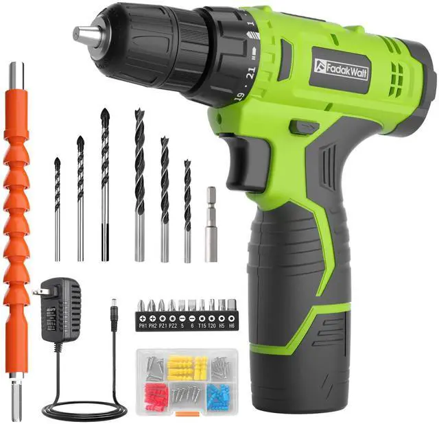 Main image of Cordless Drill Set,12V Power Drill Set with Battery and Charger, Electric Driver/Drill Bits, 3/8'' Keyless Chuck,21+1 Torque Setting, 180 inch-lbs, with LED Electric Drill Set (Green)