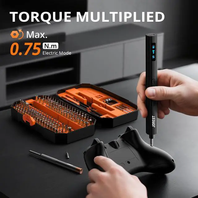 Alt view image 2 of 7 - 155 in 1 Mini Electric Screwdriver Cordless, Precision Power Screwdriver Set, 5 Torque Levels (Max 0.75N.m), Gifts for Men, Magnetic Repair Tool Kit for iPhone, PC, Laptop, PS4 PS5, Xbox, Watch