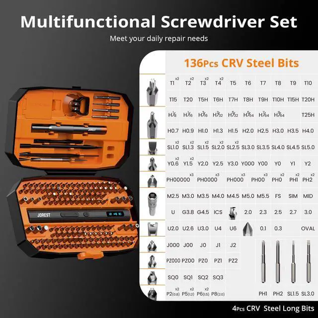 Alt view image 5 of 7 - 155 in 1 Mini Electric Screwdriver Cordless, Precision Power Screwdriver Set, 5 Torque Levels (Max 0.75N.m), Gifts for Men, Magnetic Repair Tool Kit for iPhone, PC, Laptop, PS4 PS5, Xbox, Watch