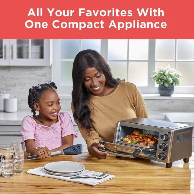 Alt view image 3 of 6 - 4-Slice Convection Oven, Stainless Steel, Curved Interior Fits a 9 inch Pizza, TO1313SBD