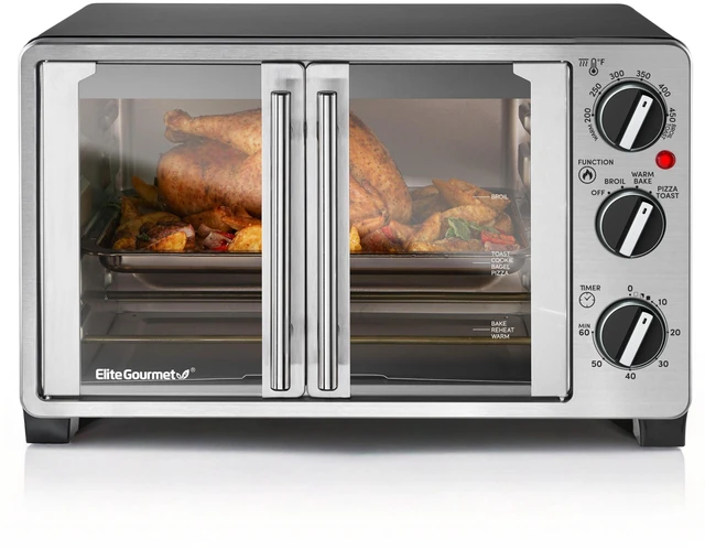 Main image of Double French Door Oven, 25L, 12" Pizza, SS/Black | Bake, Broil, Toast & Keep Warm functions - great for entertaining - Countertop Design