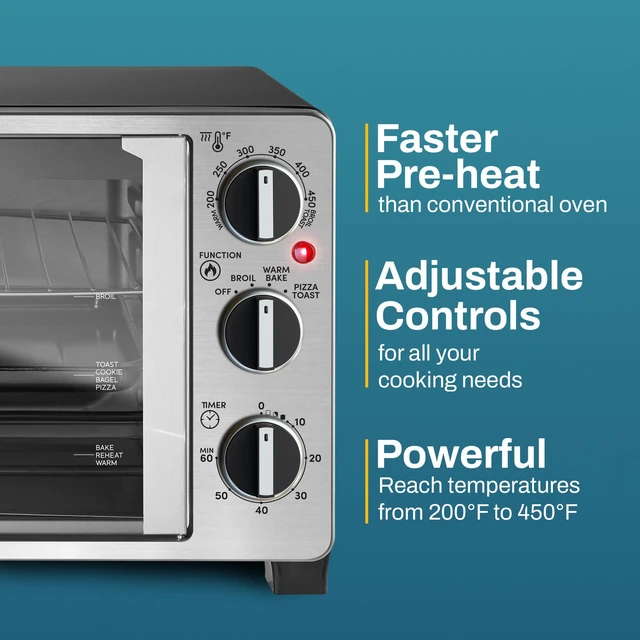 Alt view image 3 of 7 - Double French Door Oven, 25L, 12" Pizza, SS/Black | Bake, Broil, Toast & Keep Warm functions - great for entertaining - Countertop Design