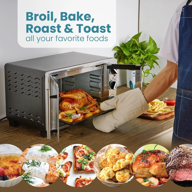 Alt view image 4 of 7 - Double French Door Oven, 25L, 12" Pizza, SS/Black | Bake, Broil, Toast & Keep Warm functions - great for entertaining - Countertop Design