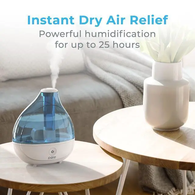 Alt view image 2 of 7 - _Mega Brand MistAire Ultrasonic Cool Mist Humidifier - Quiet Air Humidifier for Bedroom, Nursery, Office, & Indoor Plants - Lasts Up To 25 Hours