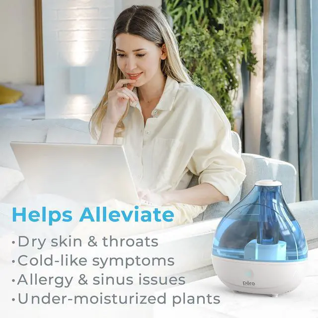 Alt view image 3 of 7 - _Mega Brand MistAire Ultrasonic Cool Mist Humidifier - Quiet Air Humidifier for Bedroom, Nursery, Office, & Indoor Plants - Lasts Up To 25 Hours
