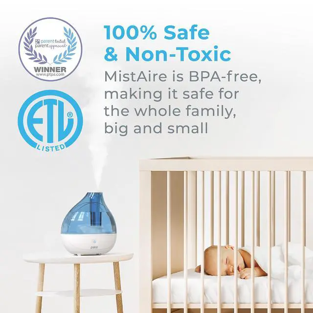 Alt view image 4 of 7 - _Mega Brand MistAire Ultrasonic Cool Mist Humidifier - Quiet Air Humidifier for Bedroom, Nursery, Office, & Indoor Plants - Lasts Up To 25 Hours