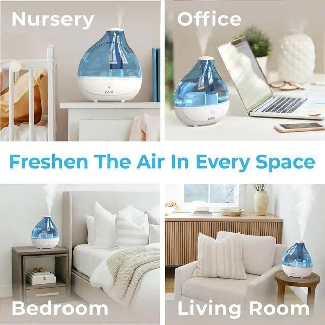 Alt view image 5 of 7 - _Mega Brand MistAire Ultrasonic Cool Mist Humidifier - Quiet Air Humidifier for Bedroom, Nursery, Office, & Indoor Plants - Lasts Up To 25 Hours