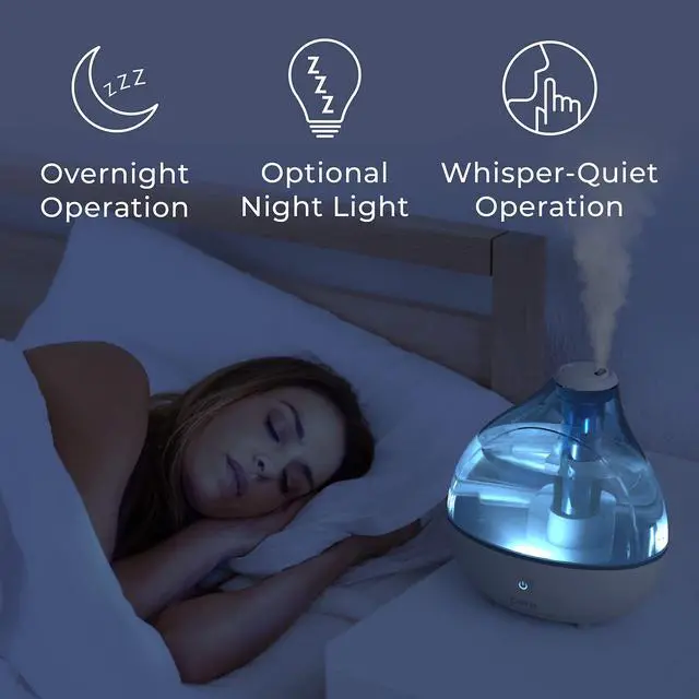 Alt view image 6 of 7 - _Mega Brand MistAire Ultrasonic Cool Mist Humidifier - Quiet Air Humidifier for Bedroom, Nursery, Office, & Indoor Plants - Lasts Up To 25 Hours
