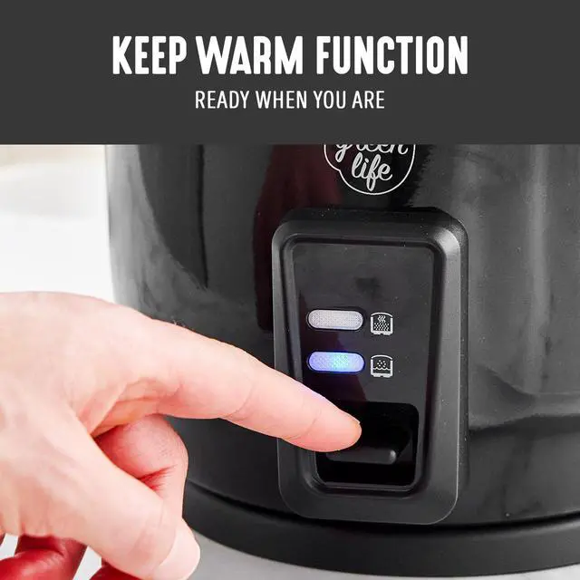 Alt view image 6 of 7 - Rice Cooker with Removable PFAS-Free Ceramic Nonstick Pot, 3-Cups Uncooked/6-Cups Cooked, Grains & Oatmeal Multicooker, Compact One-Switch Design, Auto Keep Warm, Easy Clean, Black