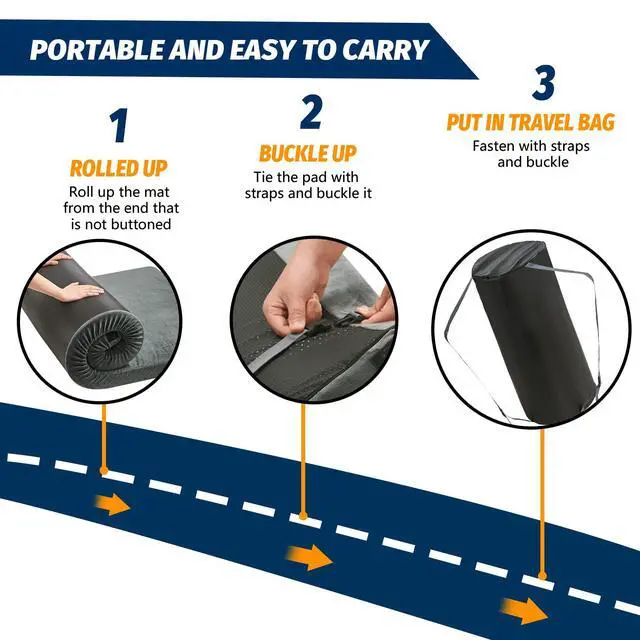 Alt view image 5 of 6 - CYMULA CertiPUR-US Memory Foam Camping Mattress Pad, Portable Foam Sleeping Pad for Camping, Roll up Sleeping Mat for Adults Floor Mattress Guest Floor Bed for Sleepover, Car, Tent SUV Cot Mattress