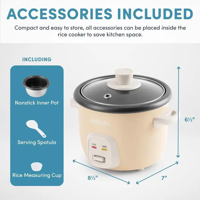 Alt view image 3 of 7 - _Mega Brand ® Mini Rice Cooker, 2-Cup (Uncooked) / 4-Cup (Cooked), Grain Cooker, Soup Maker, Oatmeal Cooker, Auto Keep Warm, 1 Qt, Milk Tea color