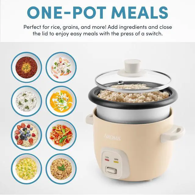 Alt view image 4 of 7 - _Mega Brand ® Mini Rice Cooker, 2-Cup (Uncooked) / 4-Cup (Cooked), Grain Cooker, Soup Maker, Oatmeal Cooker, Auto Keep Warm, 1 Qt, Milk Tea color