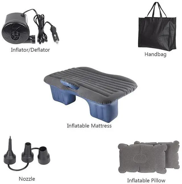 Alt view image 3 of 7 - _Mega Brand Car Bed - Camping Mattress for Car - Portable Travel Sleeping Bed Inflatable Mattress - Air Bed for Car Universal SUV Extended Air Couch with Two Air Pillows - Black