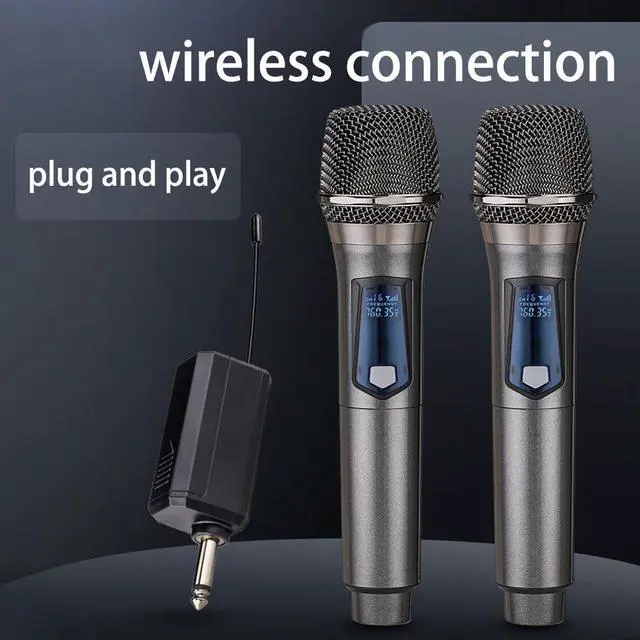 Alt view image 7 of 7 - Wireless Microphone, Rechargeable Fixed Frequency Wireless Dual Microphone, Dual Handheld Dynamic Microphone,Karaoke Singing, Weddings DJ,Party, Church, Classroom use, 200 feet, Gray