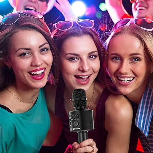 Alt view image 2 of 7 - Wireless Bluetooth Karaoke Microphone,3-in-1 Portable Handheld Karaoke Mic Speaker Machine Home Party Birthday for All Smartphones Q37 (Black)