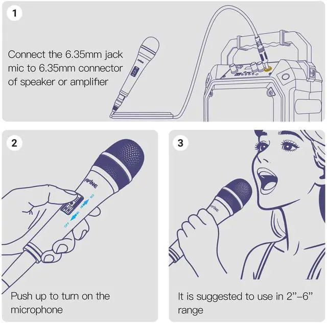 Alt view image 7 of 7 - Karaoke Microphone, Dynamic Vocal Microphone for Speaker, 6.35MM Wired Handheld Mic with On and Off Switch and 14.8ft Detachable Cable-K6