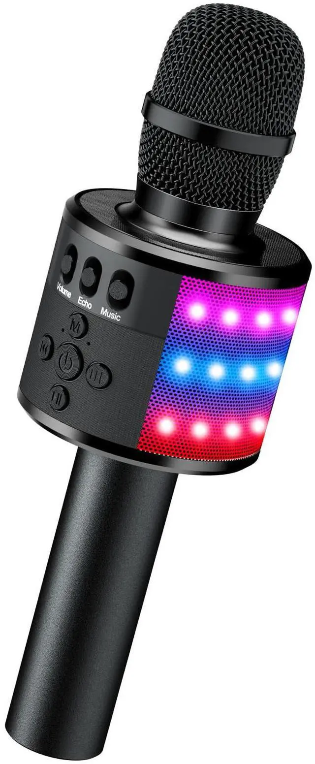 Main image of Karaoke Microphone for Kids & Adults - Bluetooth Microphones Singing Mic with Disco Lights, Echo Effect, Built-in Speaker Portable Karaoke Player for Party Travel Gifts Q78(Black)