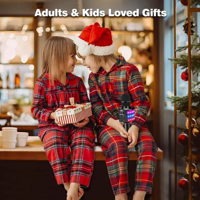 Alt view image 2 of 7 - Karaoke Microphone for Kids & Adults - Bluetooth Microphones Singing Mic with Disco Lights, Echo Effect, Built-in Speaker Portable Karaoke Player for Party Travel Gifts Q78(Black)