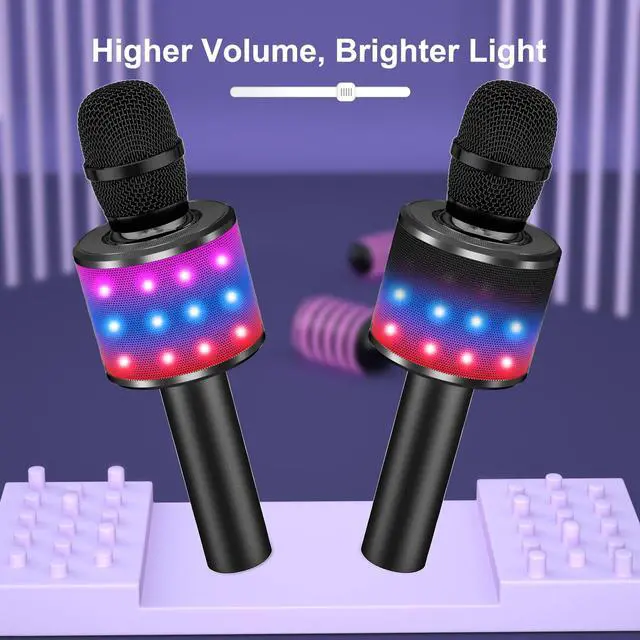 Alt view image 5 of 7 - Karaoke Microphone for Kids & Adults - Bluetooth Microphones Singing Mic with Disco Lights, Echo Effect, Built-in Speaker Portable Karaoke Player for Party Travel Gifts Q78(Black)