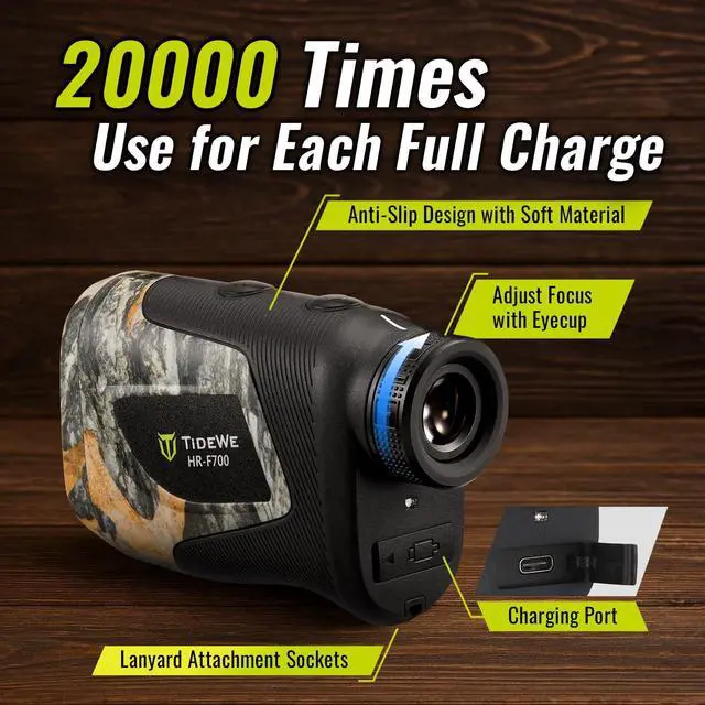 Alt view image 6 of 7 - _Mega Brand Hunting Rangefinder with Rechargeable Battery, 700Y Camo Laser Range Finder 6X Magnification, Distance/Angle/Speed/Scan Multi Functional Water-Resistant Rangefinder with Case