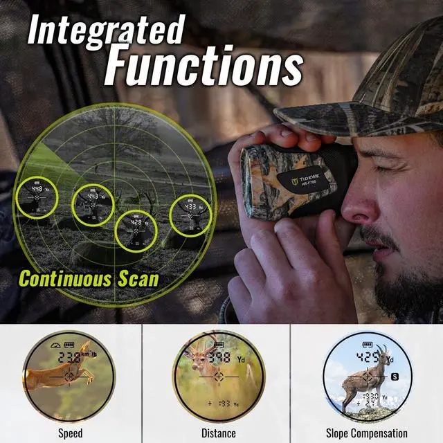 Alt view image 2 of 7 - _Mega Brand Hunting Rangefinder with Rechargeable Battery, 700Y Camo Laser Range Finder 6X Magnification, Distance/Angle/Speed/Scan Multi Functional Water-Resistant Rangefinder with Case