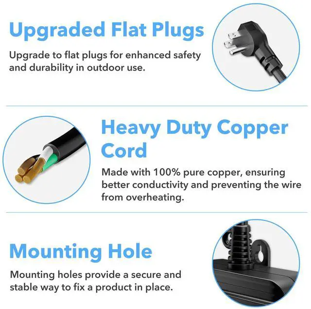 Alt view image 5 of 7 - BN-LINK Outdoor Indoor Wireless Remote Control 3-Prong Outlet Weather Proof Heavy Duty 15 AMP Compact (Black) 3 Grounded Outlets with Remote 6-inch Cord 100ft Range ETL Listed