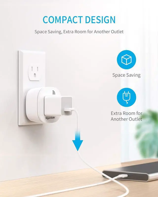 Alt view image 6 of 7 - Syantek Remote Control Outlet Wireless Light Switch for Household Appliances, Expandable Remote Light Switch Kit, Up to 100 ft Range, FCC Certified, ETL Listed, White (5 Outlets + 2 Remotes)