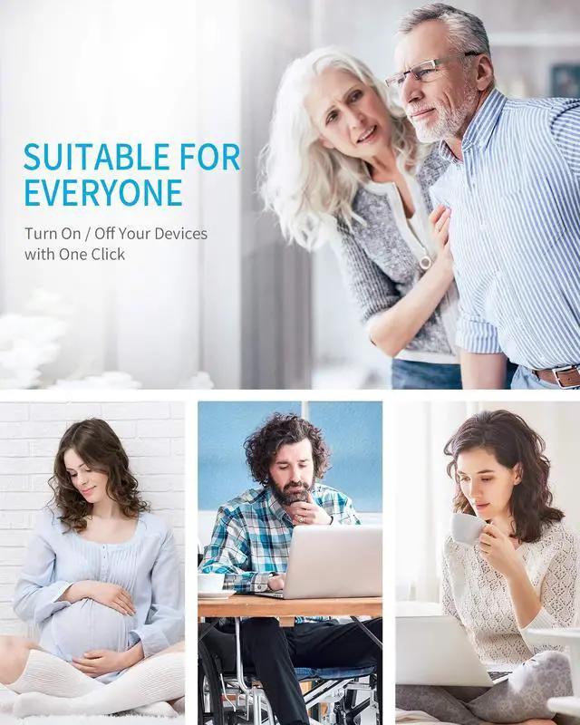 Alt view image 7 of 7 - Syantek Remote Control Outlet Wireless Light Switch for Household Appliances, Expandable Remote Light Switch Kit, Up to 100 ft Range, FCC Certified, ETL Listed, White (5 Outlets + 2 Remotes)