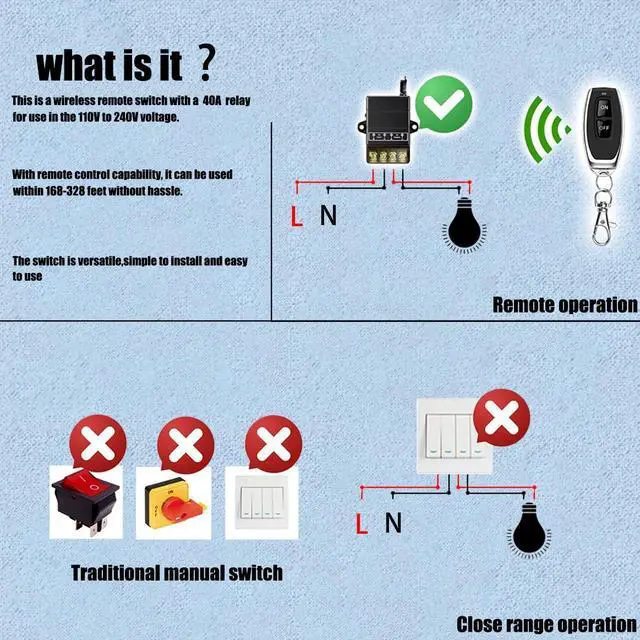 Alt view image 3 of 7 - _Mega Brand Wireless Remote Switch,AC110V/120V/240V/ 30A Relay RF Remote Control Light Switches with 328ft Long Range,Wireless ON/Off Switch kit for Pump lamp,Motor,Fan,dust Collector,Light