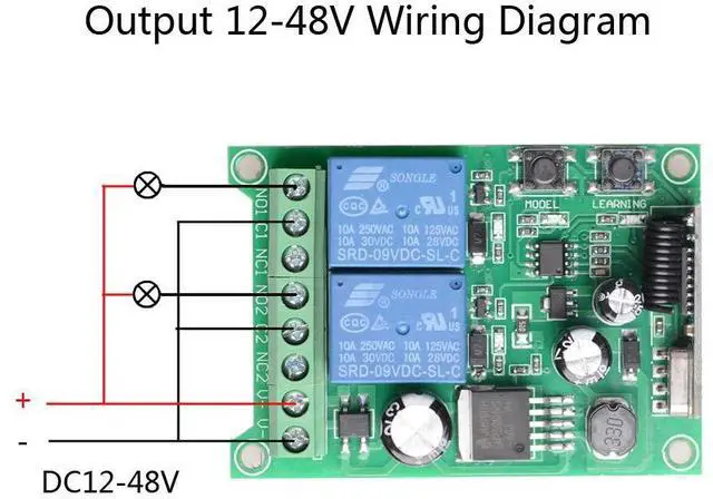 Alt view image 2 of 7 - Wireless Remote Switch DC 12V 24V 36V 48V New 2 Channel Multi-Function Remote Control Switch, 433Mhz Transmitter with Receiver Use for Electric Doors, Cars, Lights & MoreMomentary Mode