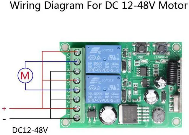 Alt view image 3 of 7 - Wireless Remote Switch DC 12V 24V 36V 48V New 2 Channel Multi-Function Remote Control Switch, 433Mhz Transmitter with Receiver Use for Electric Doors, Cars, Lights & MoreMomentary Mode