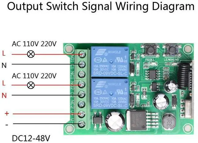 Alt view image 4 of 7 - Wireless Remote Switch DC 12V 24V 36V 48V New 2 Channel Multi-Function Remote Control Switch, 433Mhz Transmitter with Receiver Use for Electric Doors, Cars, Lights & MoreMomentary Mode