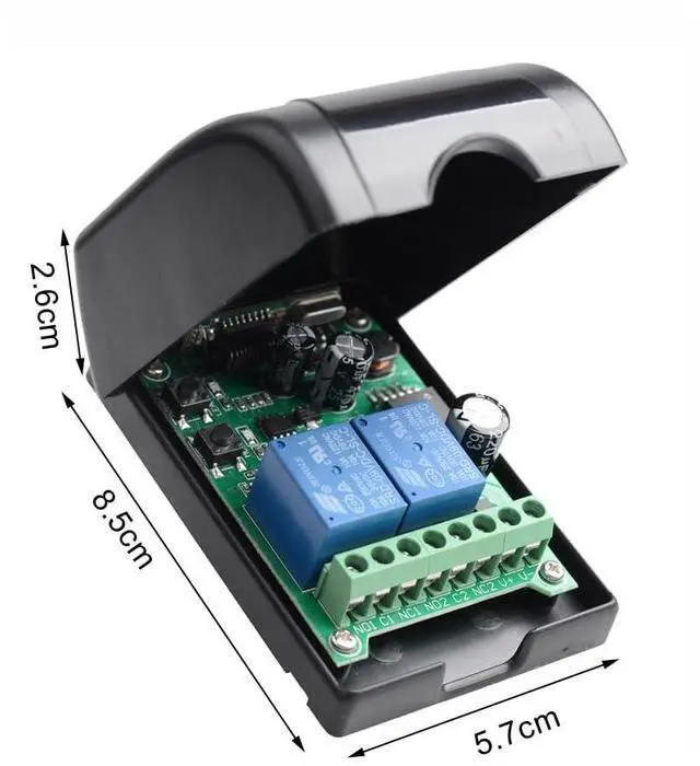 Alt view image 5 of 7 - Wireless Remote Switch DC 12V 24V 36V 48V New 2 Channel Multi-Function Remote Control Switch, 433Mhz Transmitter with Receiver Use for Electric Doors, Cars, Lights & MoreMomentary Mode