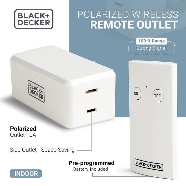 Alt view image 4 of 7 - Wireless Remote-Control Outlet, Polarized, 1 Remote | Switches lights and appliances on or off, no wiring required, easy setup
