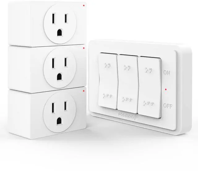 Main image of Wireless Remote Control Outlet Plug Indoor, Battery Operated Light Switch with Braille On/Off Mark, for Lights, Christmas Tree, No Interference, 15A/1875W, No Wiring & Expandable - 3 Pack