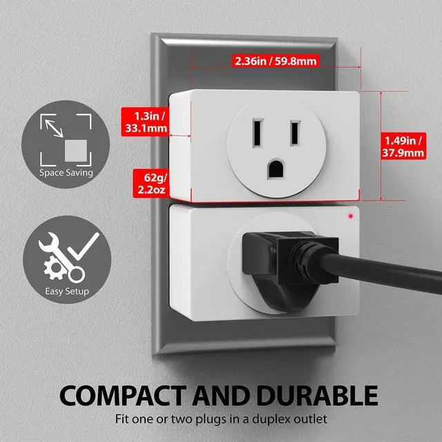 Alt view image 2 of 7 - Wireless Remote Control Outlet Plug Indoor, Battery Operated Light Switch with Braille On/Off Mark, for Lights, Christmas Tree, No Interference, 15A/1875W, No Wiring & Expandable - 3 Pack