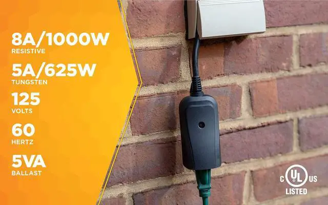 Alt view image 5 of 7 - Southwire Woods Weatherproof Outdoor Electrical Outlet Switch - Wireless Remote Controller - Water-Resistant Power Outlet Converter - Long-Range Convenient Remote Switch - Black