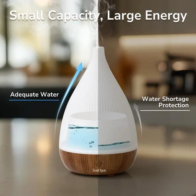 Alt view image 3 of 7 - Ultrasonic Essential Oil Diffuser, Home Fragrance Aroma Diffuser with Auto Shut-Off, 8-Color Night Light & Ultra-Quiet Operation, BPA-Free Portable Aromatherapy Humidifier for Home (Dark)