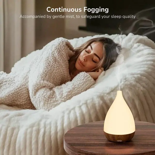 Alt view image 4 of 7 - Ultrasonic Essential Oil Diffuser, Home Fragrance Aroma Diffuser with Auto Shut-Off, 8-Color Night Light & Ultra-Quiet Operation, BPA-Free Portable Aromatherapy Humidifier for Home (Dark)