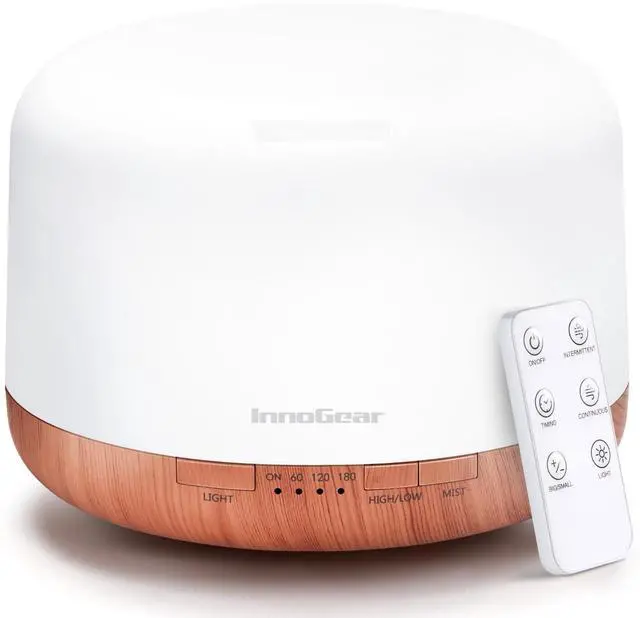 Main image of 500ml Essential Oil Diffuser with Remote Control, Premium Ultrasonic Aromatherapy Diffusers Mother's Gift Scent Humidifier Vaporizer Auto-Off Timer for Large Room Home, Yellow