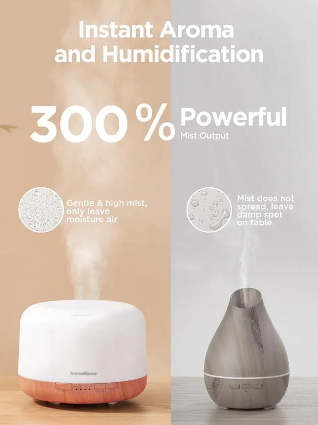 Alt view image 2 of 7 - 500ml Essential Oil Diffuser with Remote Control, Premium Ultrasonic Aromatherapy Diffusers Mother's Gift Scent Humidifier Vaporizer Auto-Off Timer for Large Room Home, Yellow