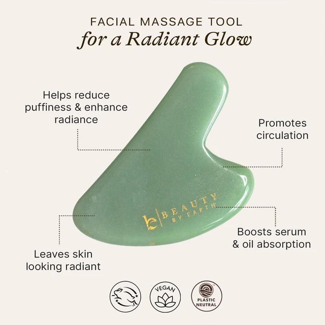 Alt view image 3 of 7 - Jade Gua Sha Facial Tools - Depuffer & Massager Tool for Lymphatic Drainage | Jawline Sculpting, Gift Set Guasha Tool for Face, Eye Depuffer Skin Care Tools