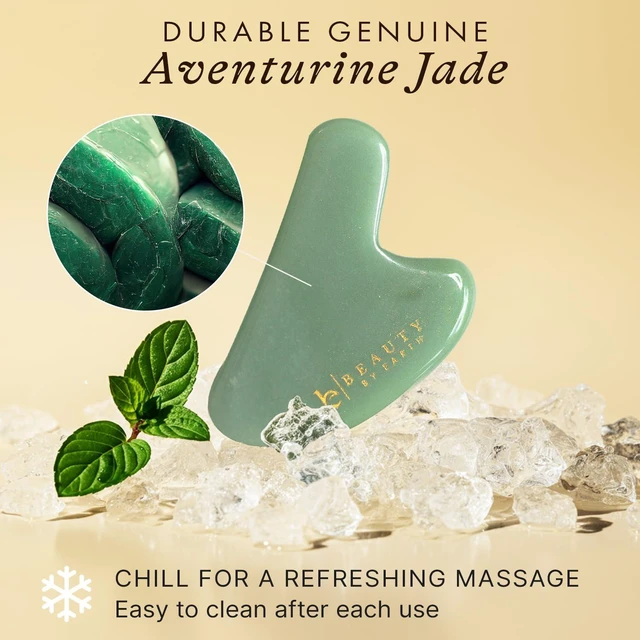 Alt view image 5 of 7 - Jade Gua Sha Facial Tools - Depuffer & Massager Tool for Lymphatic Drainage | Jawline Sculpting, Gift Set Guasha Tool for Face, Eye Depuffer Skin Care Tools