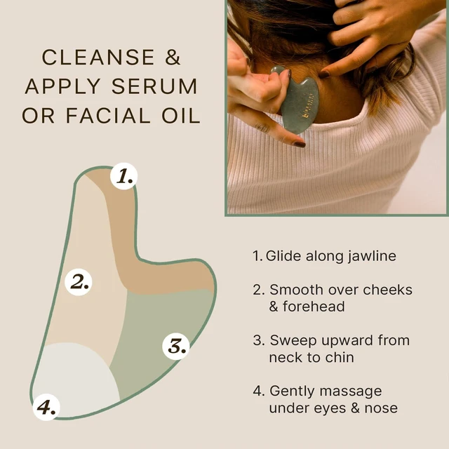 Alt view image 6 of 7 - Jade Gua Sha Facial Tools - Depuffer & Massager Tool for Lymphatic Drainage | Jawline Sculpting, Gift Set Guasha Tool for Face, Eye Depuffer Skin Care Tools